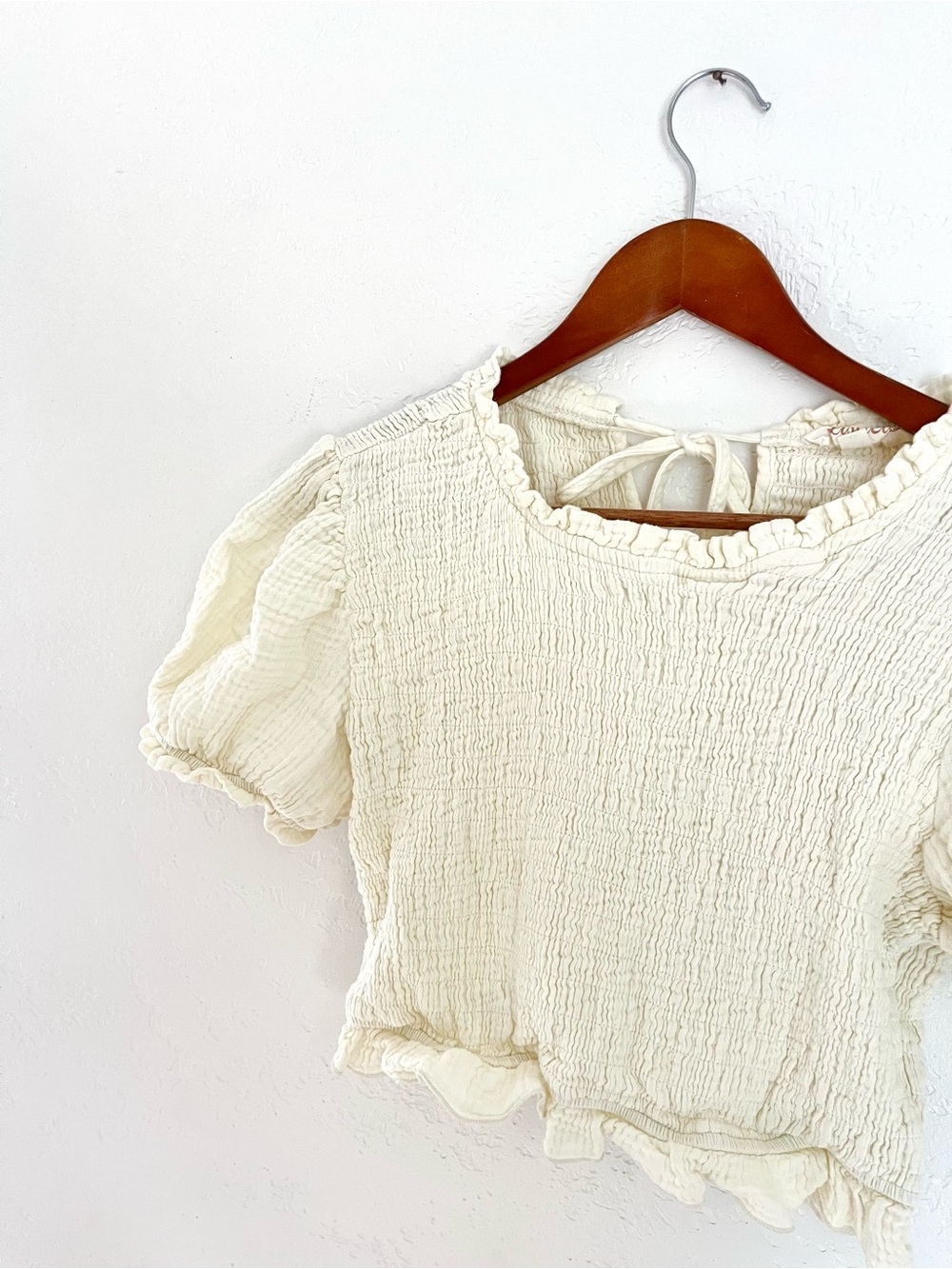 Listicle Cream Smocked Puff Sleeve Blouse
